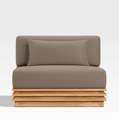 Batten Natural Teak Outdoor Armless Chair with Cast Shale Brown Sunbrella ® Cushions