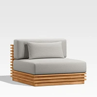 Batten Natural Teak Outdoor Armless Chair with Cast Silver Sunbrella ® Cushions