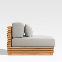 Batten Natural Teak Outdoor Armless Chair with Cast Silver Sunbrella ® Cushions