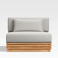 Batten Natural Teak Outdoor Armless Chair with Cast Silver Sunbrella ® Cushions