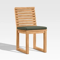 Batten Natural Teak Outdoor Dining Side Chair with Cast Sage Green Sunbrella ® Cushions
