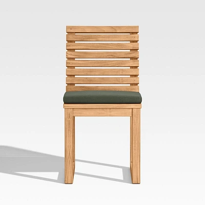 Batten Natural Teak Outdoor Dining Side Chair with Cast Sunbrella ® Cushions