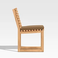 Batten Natural Teak Outdoor Dining Side Chair with Cast Teak Brown Sunbrella ® Cushions