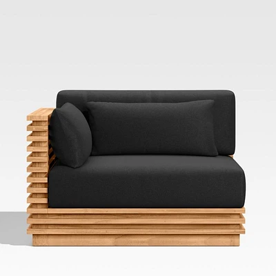 Batten Natural Teak Outdoor Sectional Chair with Canvas Sunbrella ® Cushions