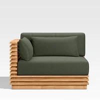 Batten Natural Teak Outdoor Sectional Chair with Cast Sage Green Sunbrella ® Cushions