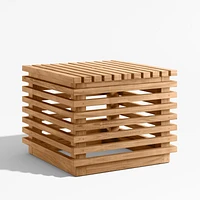 Batten Natural Teak Outdoor Umbrella Holder Side Table with Umbrella Base