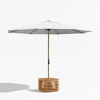 Batten Natural Teak Outdoor Umbrella Holder Side Table with Umbrella Base