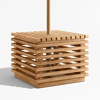 Batten Natural Teak Outdoor Umbrella Holder Side Table with Umbrella Base