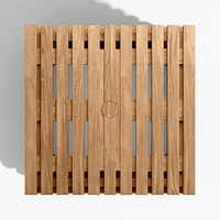 Batten Natural Teak Outdoor Umbrella Holder Side Table with Umbrella Base