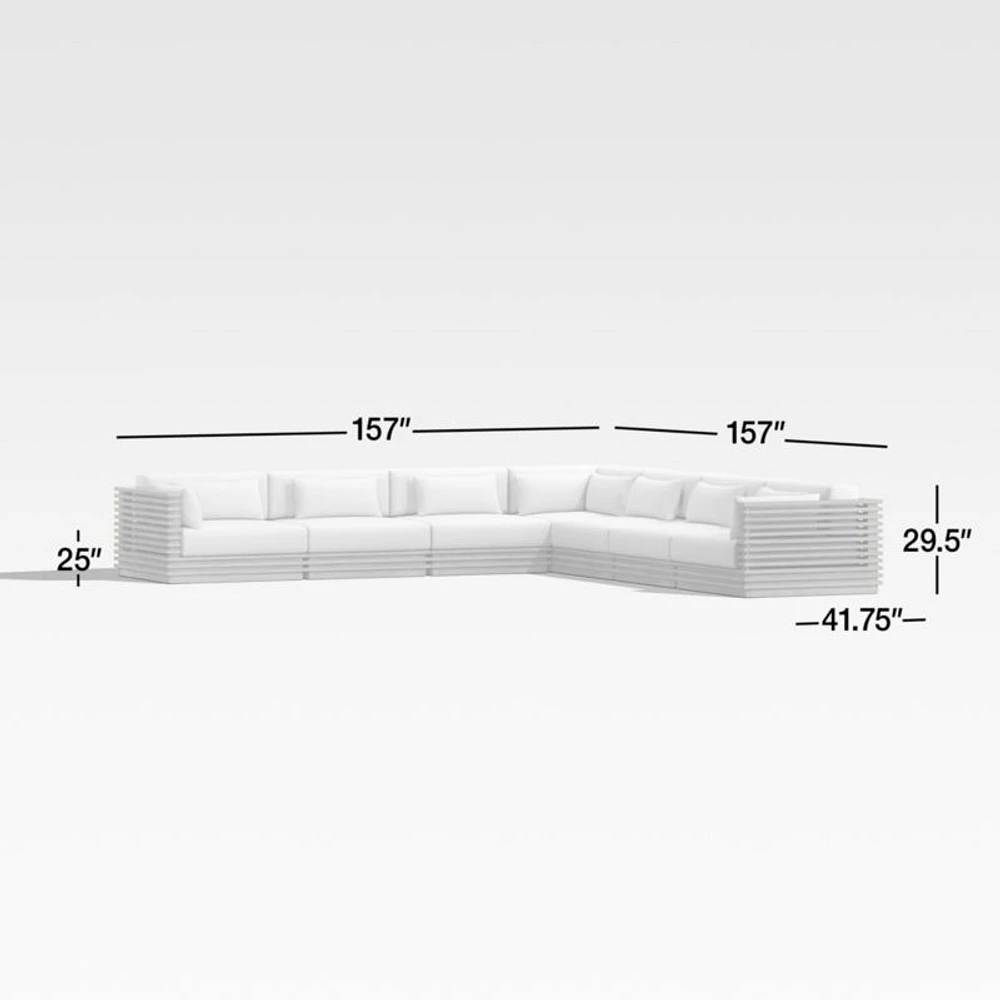 Batten Natural Teak -Piece L-Shaped Outdoor Sectional Sofa with Charcoal Cushions