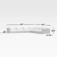 Batten Natural Teak -Piece L-Shaped Outdoor Sectional Sofa with Charcoal Cushions