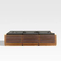 Batten Natural Teak 8-Piece U-Shaped Outdoor Sectional Sofa with Charcoal Cushions