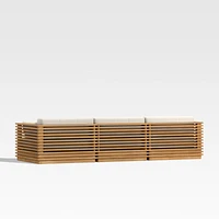 Batten 120" Natural Teak Outdoor Sofa with Oat Cushions