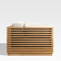 Batten 120" Natural Teak Outdoor Sofa with Oat Cushions