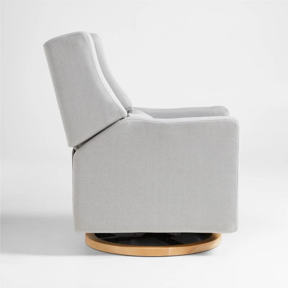 Babyletto Kiwi Grey Nursery Power Glider Recliner Chair with Natural Wood Base