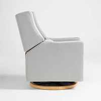 Babyletto Kiwi Grey Nursery Power Glider Recliner Chair with Natural Wood Base