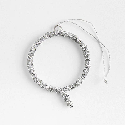 Silver Beaded Monogram "Q" Letter Christmas Tree Ornament