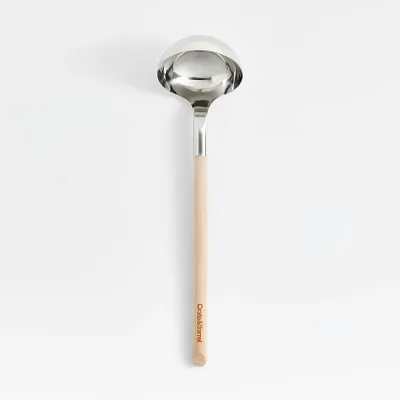 Crate & Barrel Beechwood and Stainless Ladle