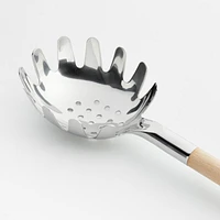 Crate & Barrel Beechwood and Stainless Utensils with Holder, Set of 6