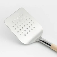 Crate & Barrel Beechwood and Stainless Utensils with Holder, Set of 6