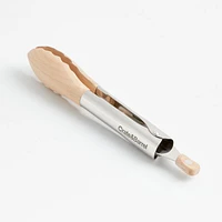Crate & Barrel Beechwood and Stainless Steel Serving Tongs 9"
