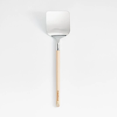 Crate & Barrel Beechwood and Stainless Steel Solid Turner