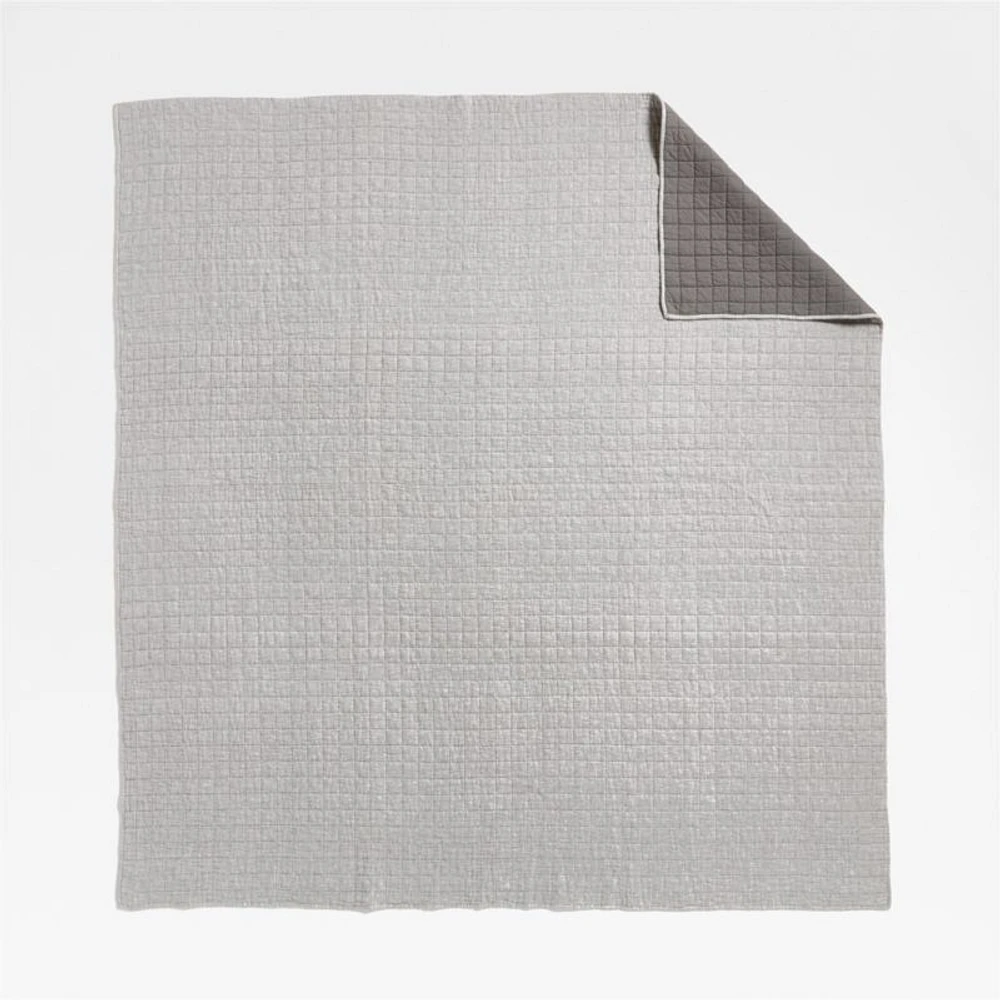 Grey Belgian Flax Linen Quilt Full/Queen
