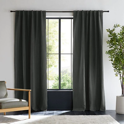 Storm Grey EUROPEAN FLAX ™-Certified Linen Blackout Window Curtain Panel 52"x84"