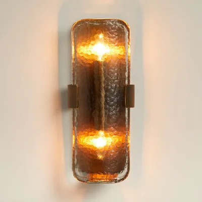 Belmont Double Bulb Brass and Glass Wall Sconce Light