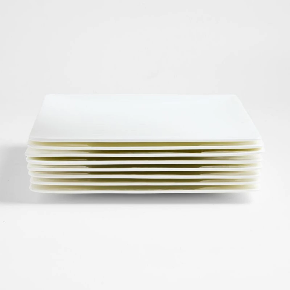 Bennett White Bone China Square Dinner Plates, Set of 8
