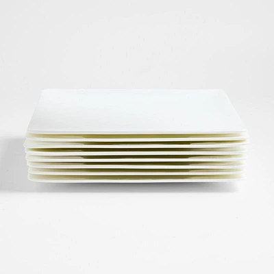 Bennett White Bone China Square Dinner Plates, Set of 8