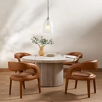 Bensen 60" Whitewash Wood Round Dining Table