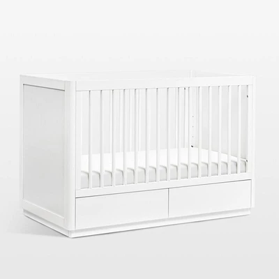 Babyletto Bento White Wood 3-in-1 Convertible Storage Baby Crib with Toddler Bed Conversion Kit