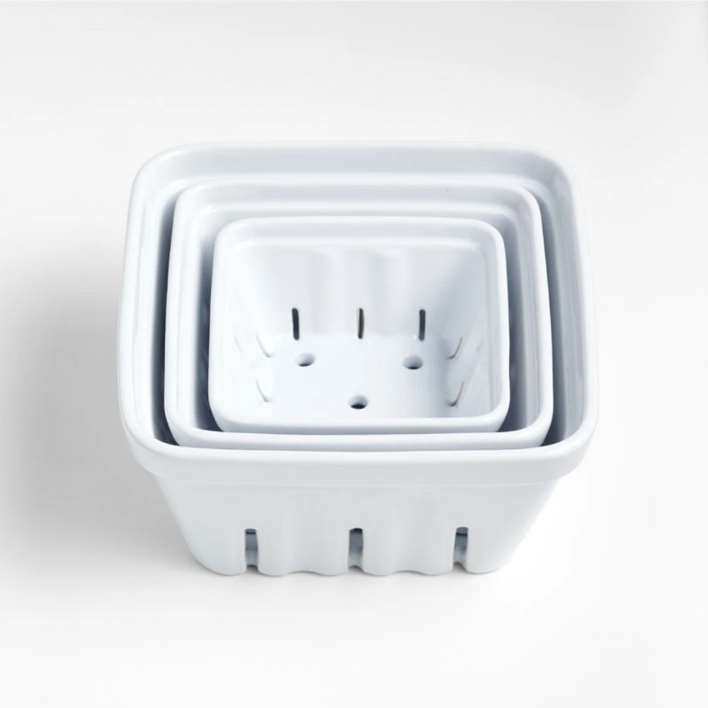 Berry Box Colanders White, Set of 3