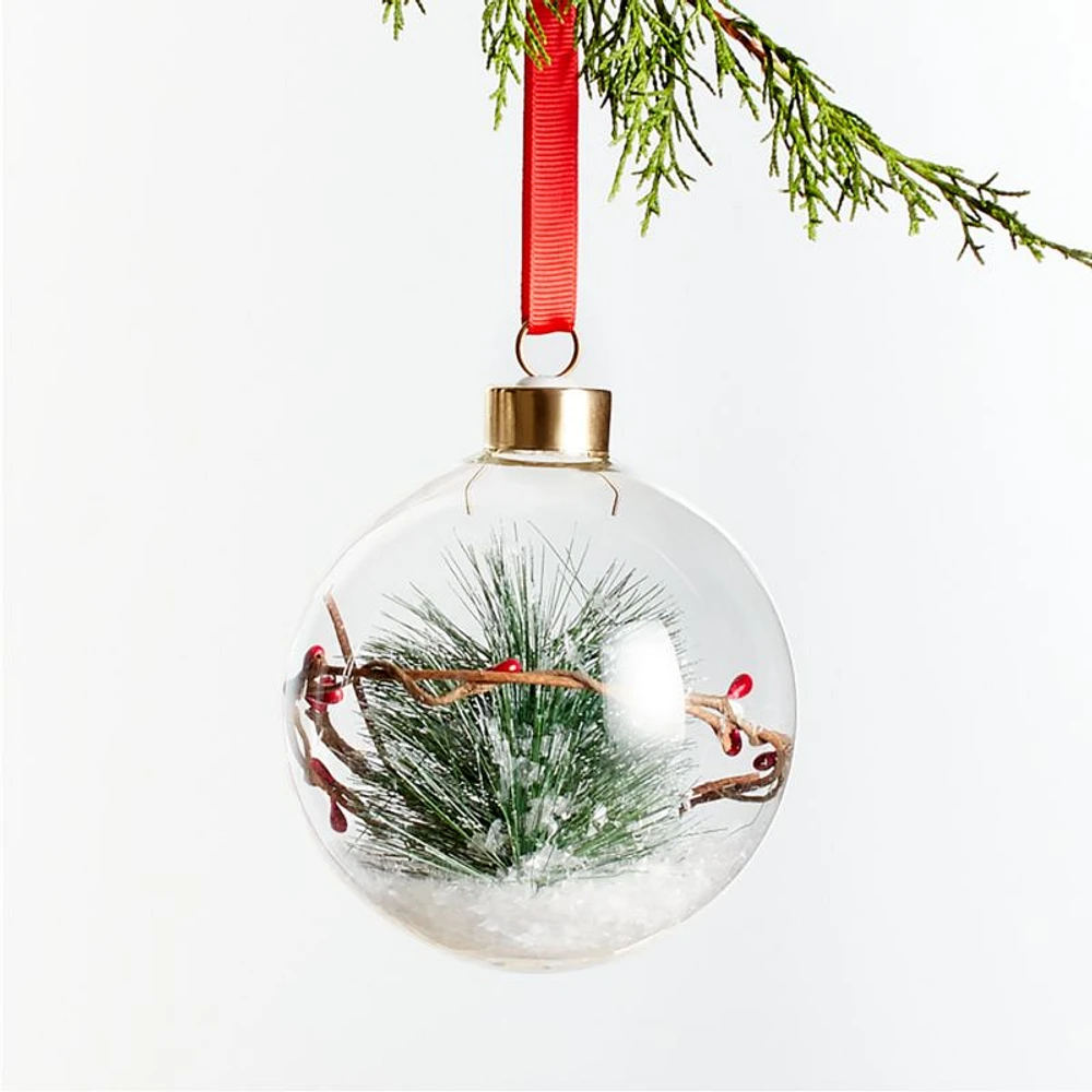 Berry Pine in Glass Ball Christmas Tree Ornament, Set of 4