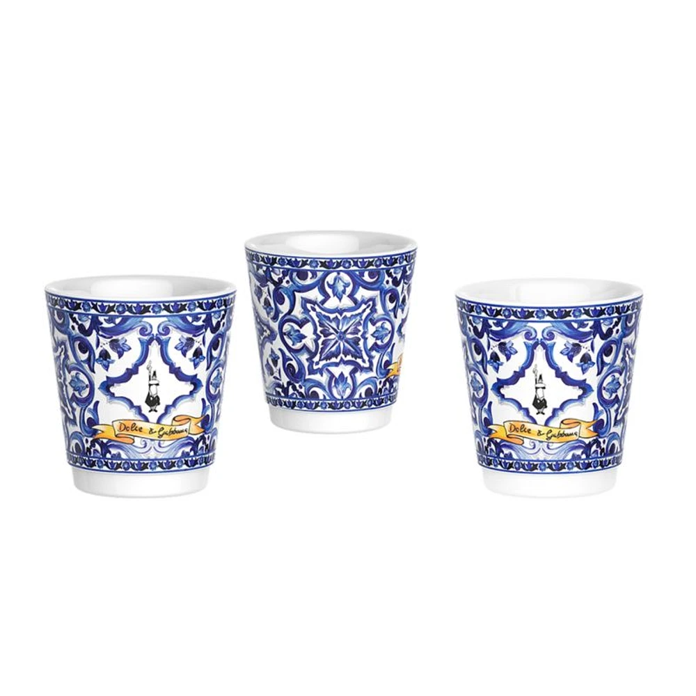 Bialetti Moka Dolce & Gabbana Blu Mediterraneo 3-Cup + 3 Espresso Cups & Stirrers Gift Set