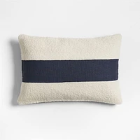 Biella Wool-Cotton Blend Textured 24"x16" Deep Indigo Blue Throw Pillow Cover