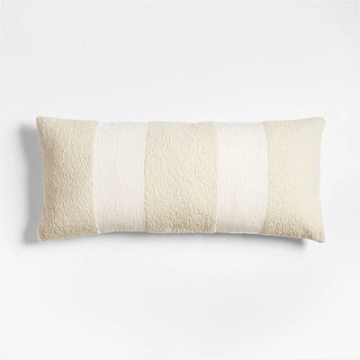 Biella Wool-Cotton Blend Textured 36x16 Arctic Ivory Throw Pillow Cover