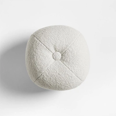 Biella Wool-Cotton Blend Textured Sphere 12x12 Arctic Ivory Throw Pillow