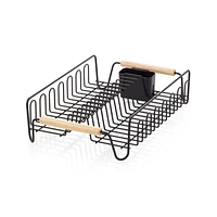 Black Dish Rack with Wood Handles