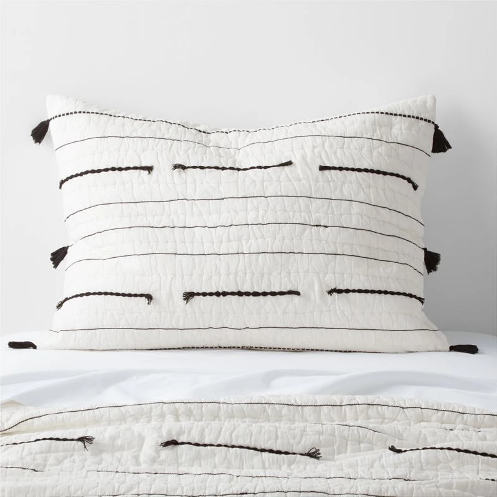 Black Embroidered Texture Stripe Voile Kids Pillow Sham