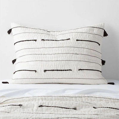 Black Embroidered Texture Stripe Voile Kids Pillow Sham