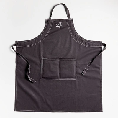 "Mr." Embroidered Black Apron with Pocket