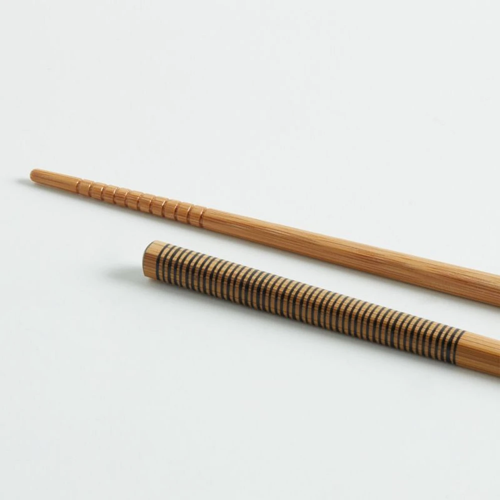 Black Striped Bamboo Chopsticks, Set of 5 Pairs