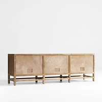 Blake 85" Light Brown Teak and Rattan Storage Media Console