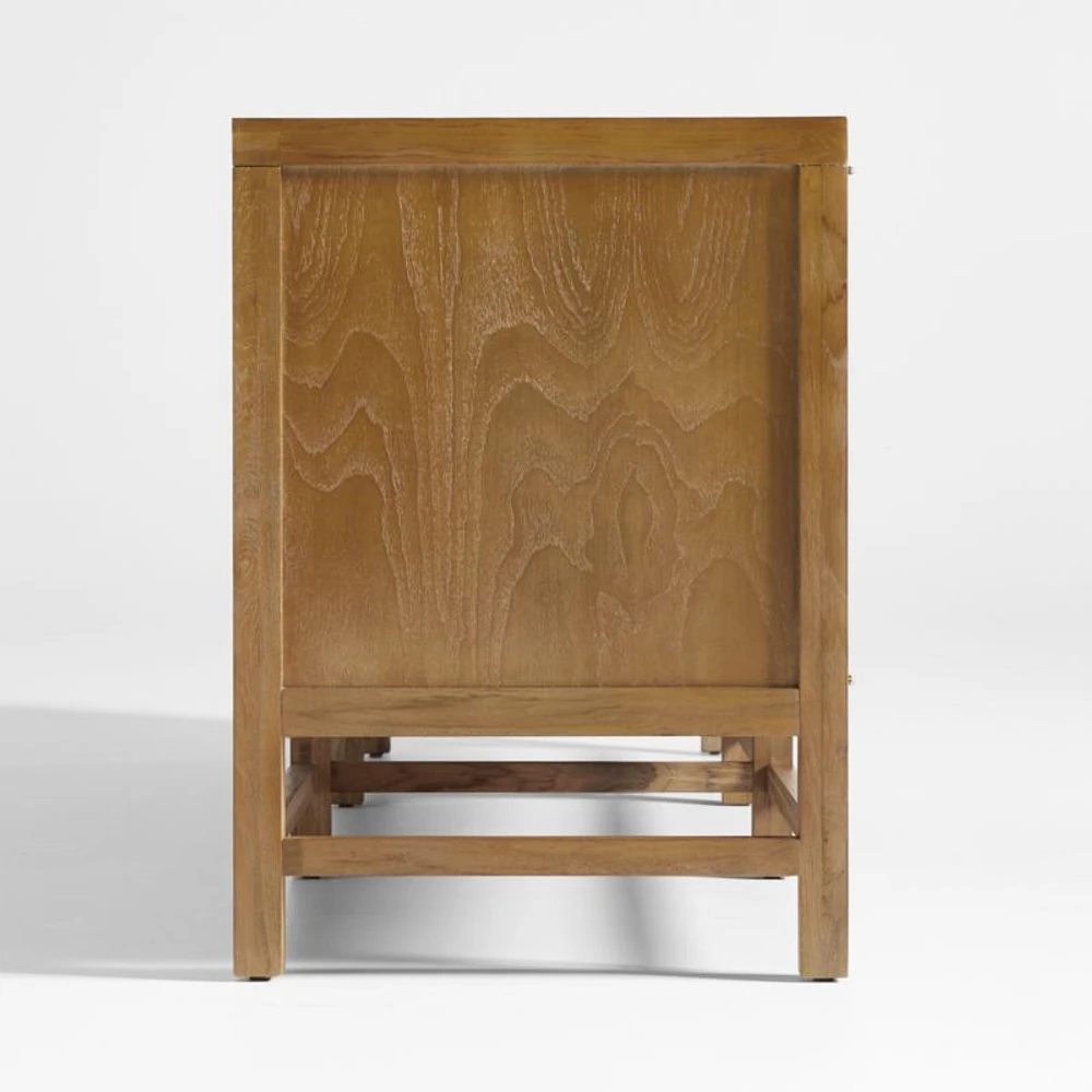 Blake 85" Light Brown Teak and Rattan Storage Media Console