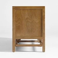 Blake 85" Light Brown Teak and Rattan Storage Media Console