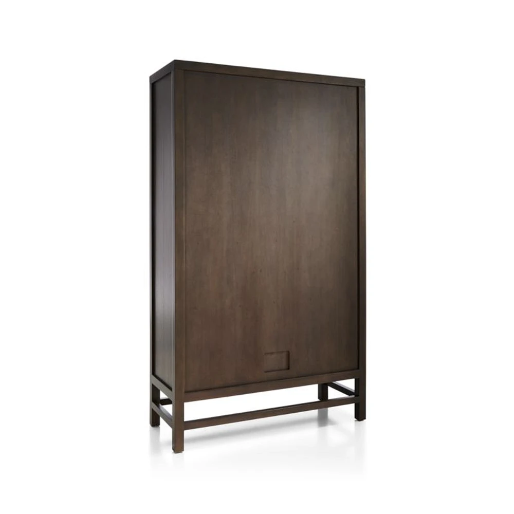 Blake Dark Brown and Rattan 2-Door Storage Cabinet