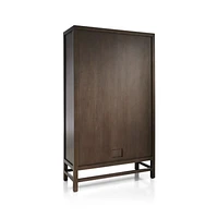 Blake Dark Brown and Rattan 2-Door Storage Cabinet