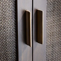Blake Dark Brown and Rattan 2-Door Storage Cabinet